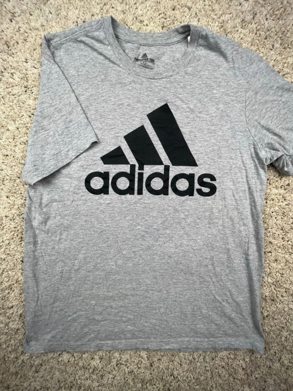 Adidas Men’s Grey Amplifier Tee T-Shirt Short Sleeve Large w Black Logo Classic
